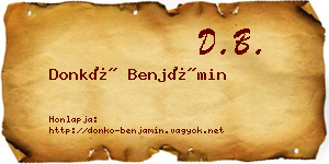Donkó Benjámin névjegykártya
